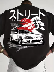 JDM Car T-Shirt Men Japanese Streetwear Tokyo Drift Graphic Tee Cotton Summer