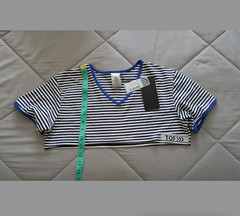 Tom of Finland TOF Paris Sailor Crop Top, blue, size L, NWT