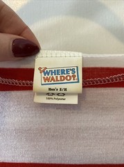 Spirit Halloween Where’s Waldo Shirt Mens Size S/M Red/White Striped Full Sleeve