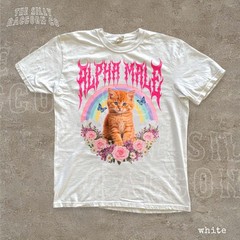 Funny Alpha Male Kitten Graphic Shirt Sarcastic Cat Meme Vintage Unisex Tee Gift