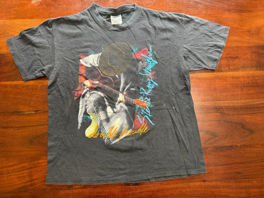 1989/90 Stevie Ray Vaughan Double Trouble Band SHIRT LARGE BROKUM 21×25″ IN STEP