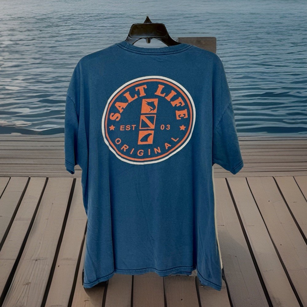 Salt Life Mens T-shirt XL Blue Live Salty Ship Anchor Rusty Kedge