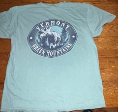 Comfort Colors Vermont Green Mountains cotton t-shirt with moose graphic, Large