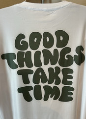 Brooklyn Vertical Men’s XL White Gym T-Shirt Good Things Take Time