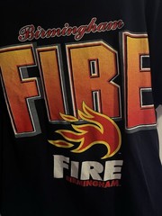 Birmingham Fire Graphic Tee Vintage Football WLAF 1990s Men’s Large Navy Alabama