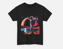 Retro Happy Astronaut Space Graphic T-Shirt NEW