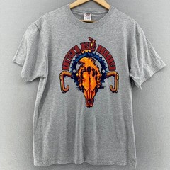 2013 Skull Hotter’N Hell Hundred Bike Race Shirt Gray Mens L Double Sided Biker