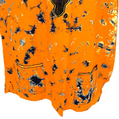 Vtg African Dashiki Shirt XL Orange Tie Dye Embroidered Africa Map Hippie Tunic