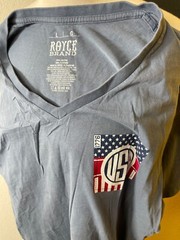 Royce Brand Unisex Shirt Large USA V neck Gray Cotton Stretch Graphic Easy Care