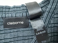 Vintage Y2K Ribbed V-Neck Shirt Men Medium Stretchy Black Gray Striped Claiborne
