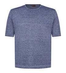 STILE LATINO t-shirt linen cotton EU 56 US 46 blue melange normal fit