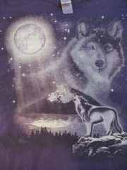 Vintage Wolf Pack Wolves Full Moon Shirt Mens XL Purple Black Howling AOP 3D
