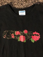 Vintage Y2K Champion Roses Graphic Adult XL Black Short Sleeve Floral Shirt