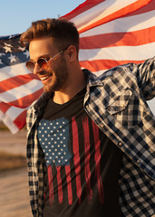 Men’s USA Flag American Flag Distressed US Flag Patriotic Shirts For Men