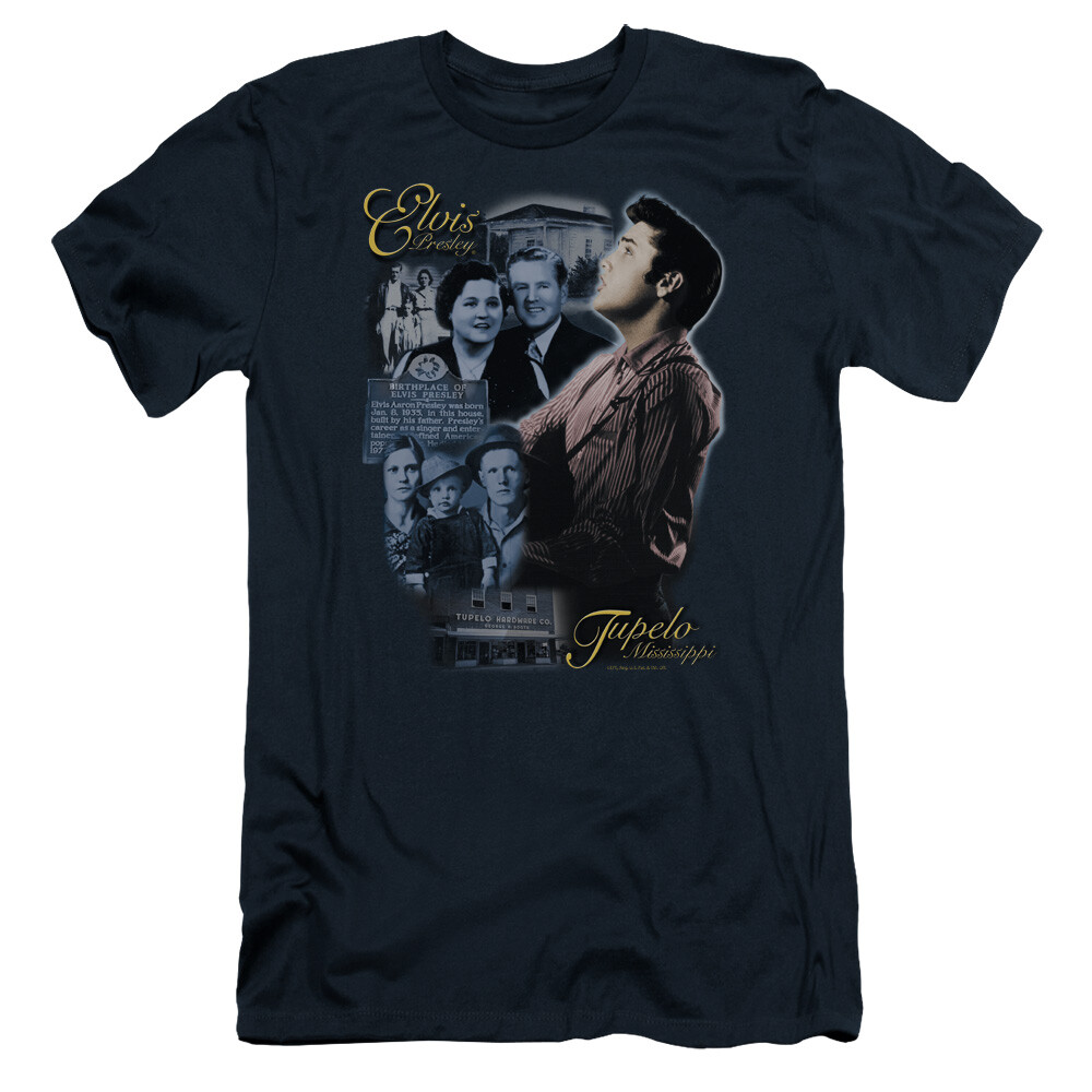 Elvis Presley Slim Fit T-Shirt Collage Navy Tee