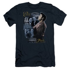 Elvis Presley Slim Fit T-Shirt Collage Navy Tee