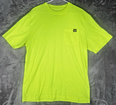 Wrangler Workwear Tee Mens L 42-44 Short Sleeve Crew Neck Logo Neon Yellow