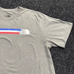 The North Face Mens XL Gray Tri-Color Stripe Graphic Logo Short Sleeve T-Shirt