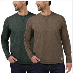 Rugged Elements Sueded Long Sleeve Crew Tee 2-pack Green & Brown Men’s Size S