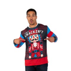 Faux Real Men’s 3D Photo-Realistic Ugly Christmas T-Shirt, What’s Crackin, Small