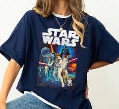 Star Wars Vintage Cast Poster T-Shirt Unisex Adult T-shirt Kid Tee 7164