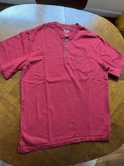 Duluth Trading Co Relaxed Fit Longtail Tall Mens L Short Sleeve Pocket Henley