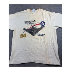 VINTAGE USAF 50th Anniversary Shirt Mens Large Cream US Air Force Graphic Tee