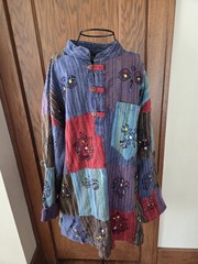 SHOPOHOLIC Patchwork Colorful Cotton Shirt XXL hand painted hippie inspired mens