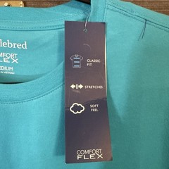 Saddlebred Comfort Flex Men’s Ss Teal Blue Crew Tee Shirt w/Pocket NWT Medium