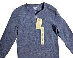 Shirt Blue Thermal Henley Long Sleeve Stretch Men’s S By Member’s Mark