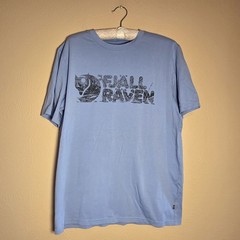 Fjallraven Lush Logo Graphic Tee Men’s M Blue Short Sleeve Outdoor Hiking Shirt