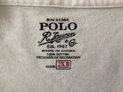 Polo Ralph Lauren T-Shirt Men’s BIG 2XB White Cotton Long Sleeve Pocketed