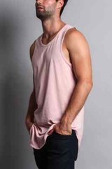 EPTM.Solid Color Long Length Curved Hem Tank Top – Pink -Size Small Set of Two