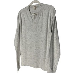 J.Crew Long Sleeve Henley Shirt Gray Blue Speckled Marl Cotton Size L NWT