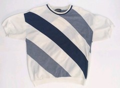 Vintage 80s Jean Michaud Cream Heavy Knit Twill Cotton Short Sleeve Shirt XL