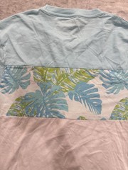 Hinano Tahiti Shirt Mens Large Blue White Tropical Leaf Pattern Pocket Hawaiian