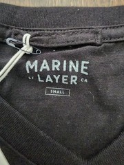 Marine Layer Men’s V-Neck T-Shirt Black Solid Short Sleeve Regular Size S