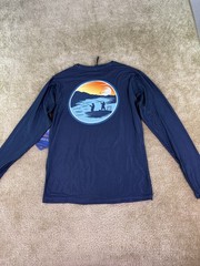 Habit Crooked Elm Graphic Tee Sun Fishing Shirt Men S BLUE Long Sleeve NWT E938