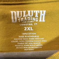 Duluth Trading Company Longtail T Shirt Men 2XL Mustard Duluth Gear Logo Graphic