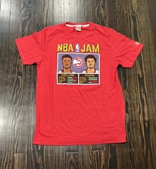 Homage NBA Jam Atlanta Hawks T Shirt Men’s Medium Red Polyester Cotton Rayon