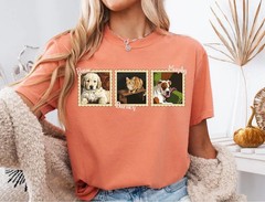 Custom Pet Portrait Stamp Comfort Tee Personalized Dog Cat Photo
