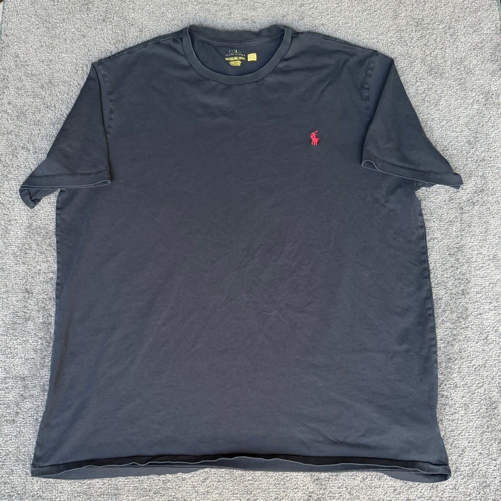 Polo Ralph Lauren Mens 2XLT Black Crewneck T-Shirt Red Pony Logo Short Sleeve