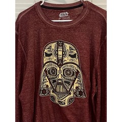 Star Wars Fifth Sun Darth Vader Sugar Skull Thermal Shirt Mens Large Burgundy