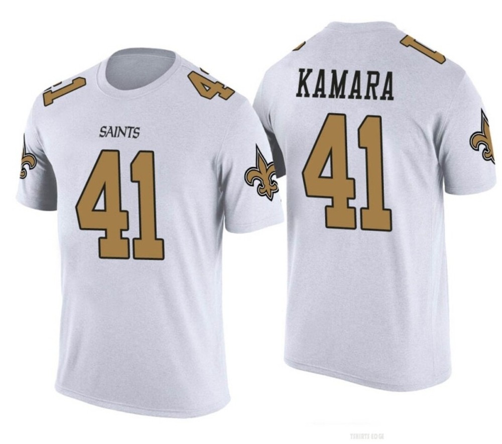 New Orleans Saints Unisex Alvin Kamara White Color Rush Game Day Jersey T-shirt