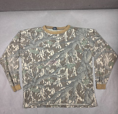 Vintage Mossy Oak Shirt Mens XL Brown Original Tree Stand Ringer Ace Sportswear