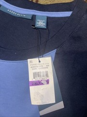 Perry Ellis Mens Crew Neck T-Shirt Color Block Dark Sapphire Size XXL Blue -Read