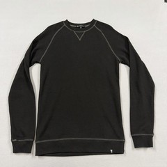 American Tall Shirt Mens ST Black Thermal Waffle Knit Long Sleeve Crewneck Top