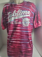 Sublime Long Beach Sun Logo Graphic Tie Dye T-shirt Burgandy Tee Size 2XL