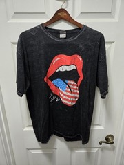 The Rolling Stones Black Mineral Wash T-Shirt Size XL Red White And Blue