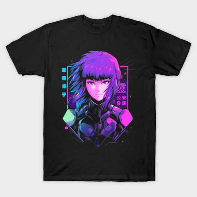 The Major Motoko Kusanagi Ghost In The Shell Anime Waifu Black T-Shirt V14